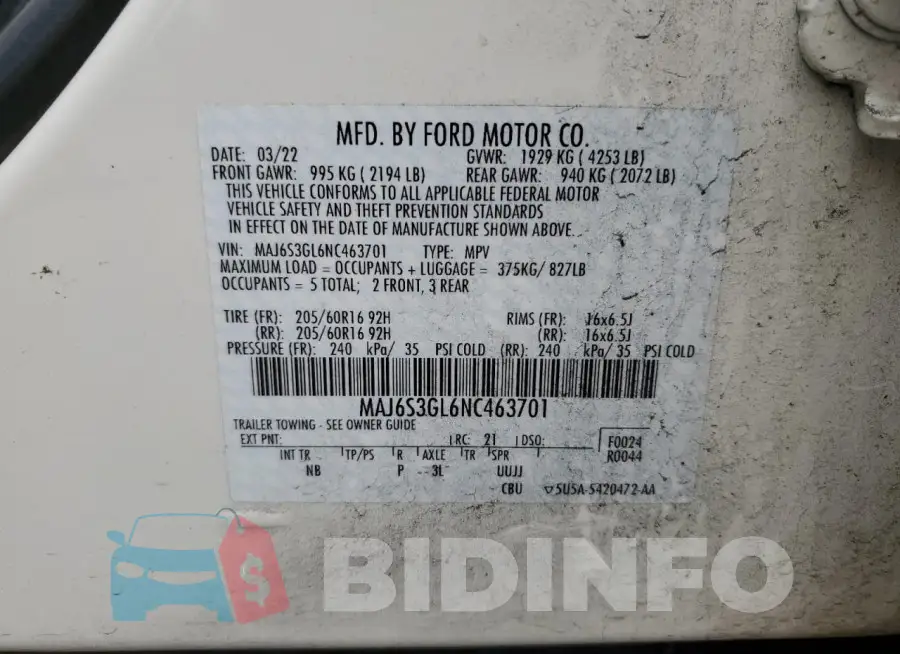 MAJ6S3GL6NC463701 Photo# 14