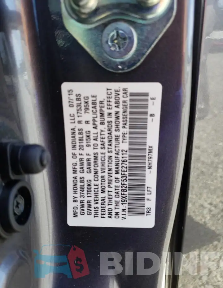 19XFB2F53FE276112 Photo# 12