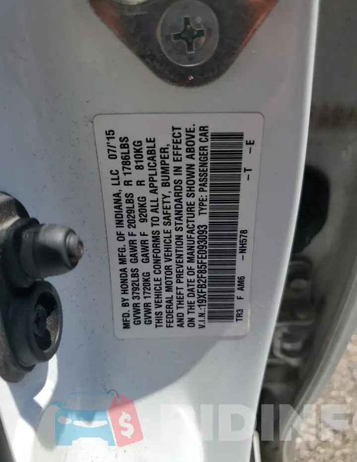 19XFB2F85FE093093 Photo# 12