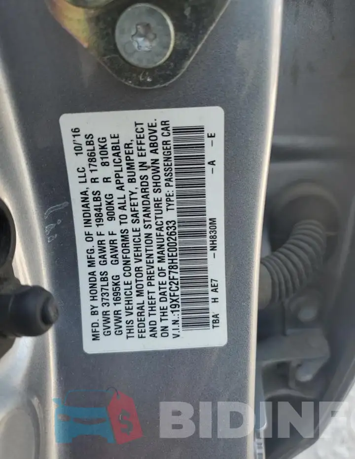 19XFC2F78HE002633 Photo# 12