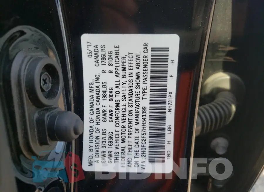 2HGFC2F57HH543399 Photo# 13