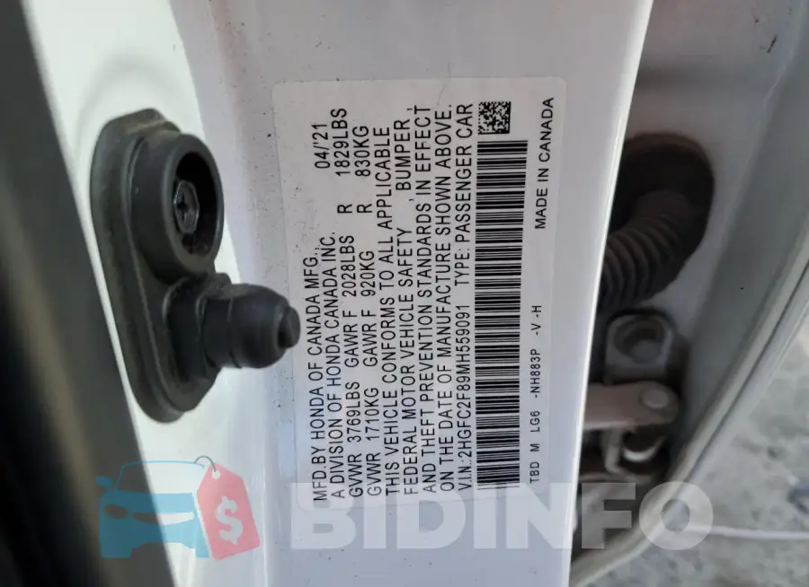 2HGFC2F89MH559091 Photo# 12