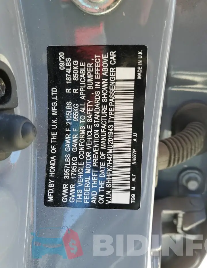 SHHFK7H42MU201943 Photo# 13