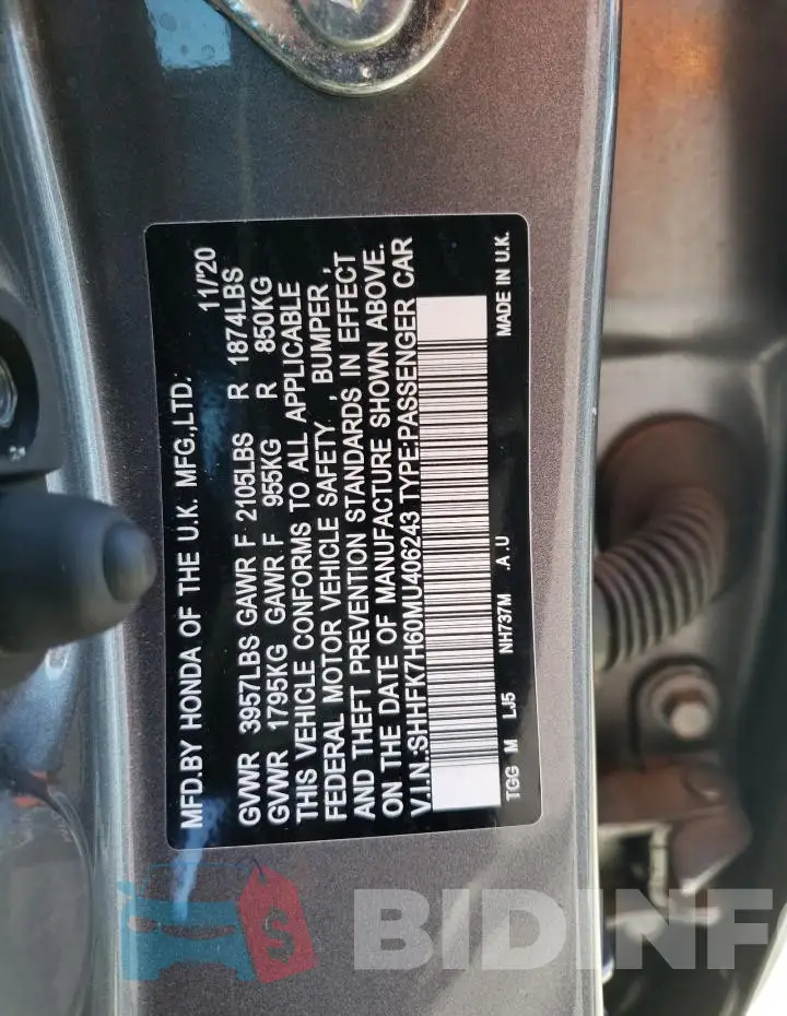 SHHFK7H60MU406243 Photo# 12