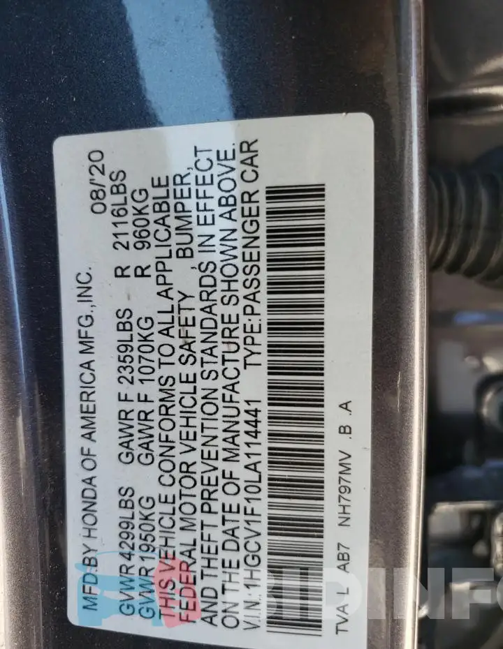1HGCV1F10LA114441 Photo# 12
