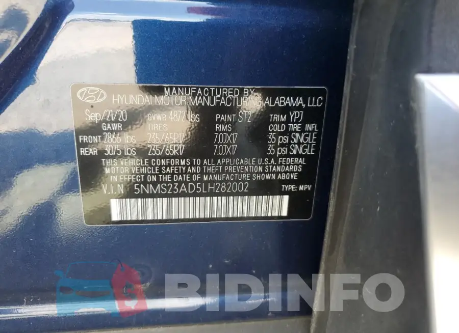 5NMS23AD5LH282002 Photo# 13