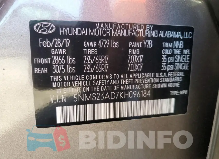 5NMS23AD7KH096184 Photo# 13