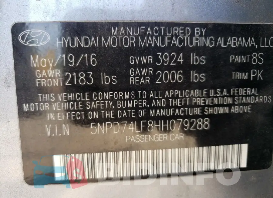 5NPD74LF8HH079288 Photo# 13