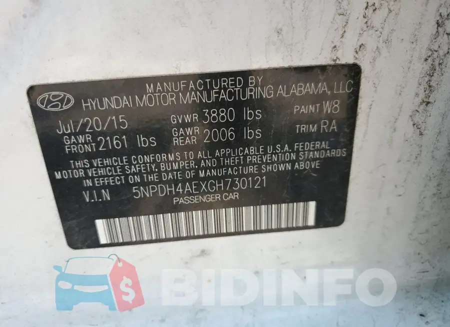 5NPDH4AEXGH730121 Photo# 12