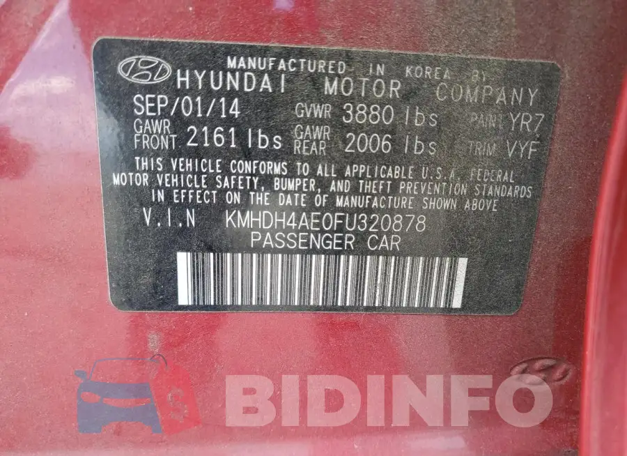KMHDH4AE0FU320878 Photo# 13