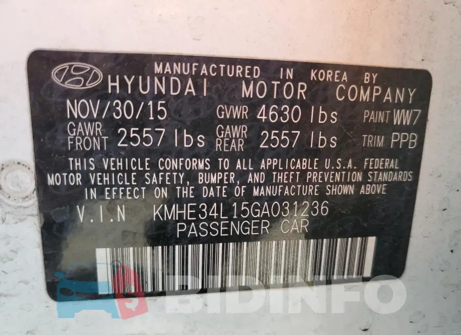 KMHE34L15GA031236 Photo# 12
