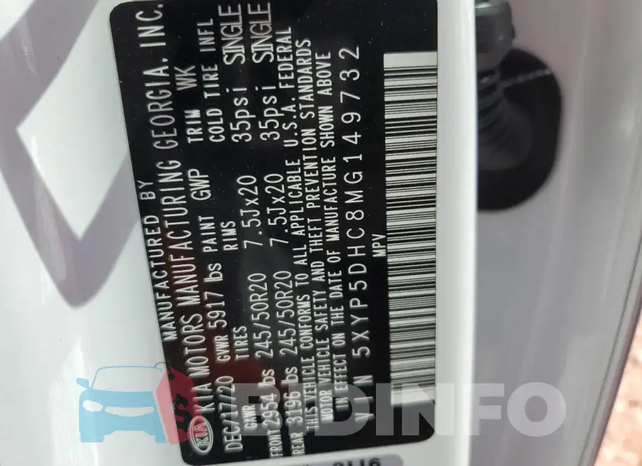 5XYP5DHC8MG149732 Photo# 12