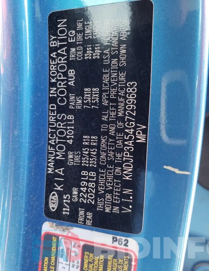 KNDJP3A54G7299683 Photo# 13