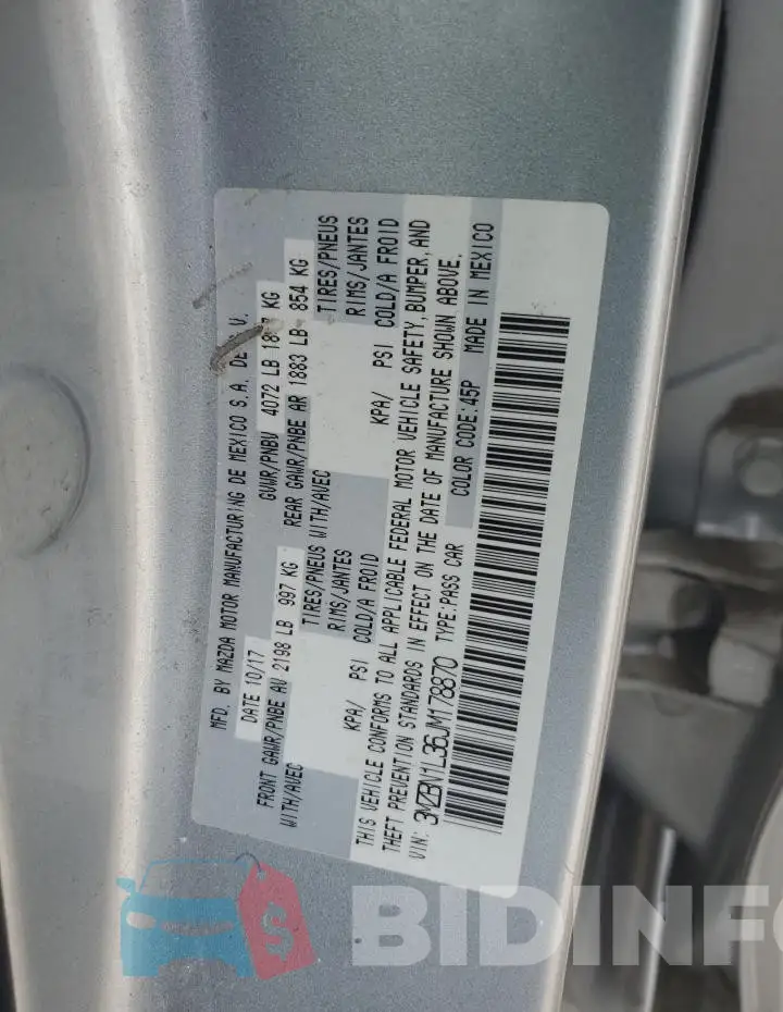 3MZBN1L36JM178870 Photo# 13