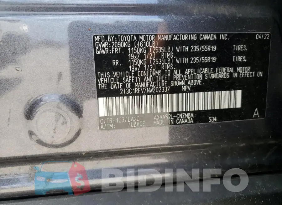 2T3C1RFV7NW202337 Photo# 13