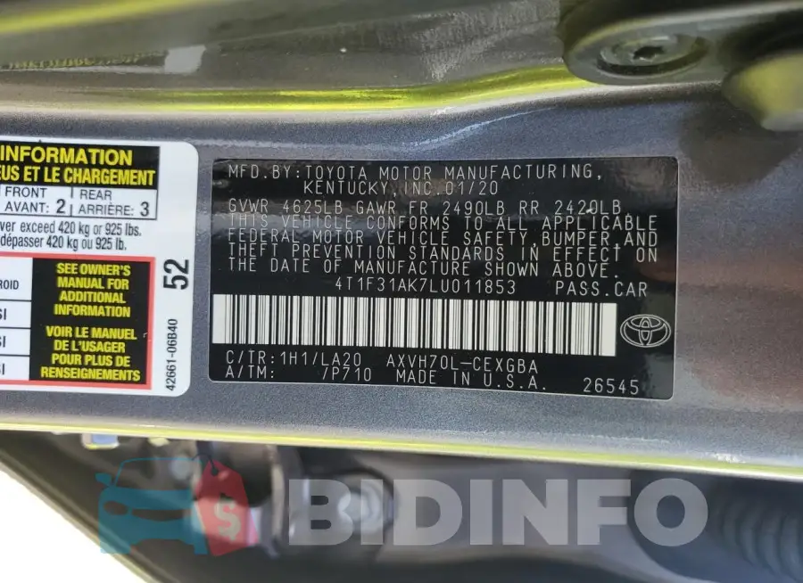 4T1F31AK7LU011853 Photo# 12