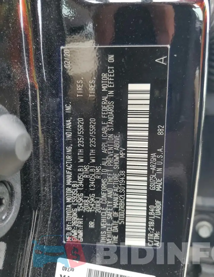 5TDDZRBH2LS019438 Photo# 13