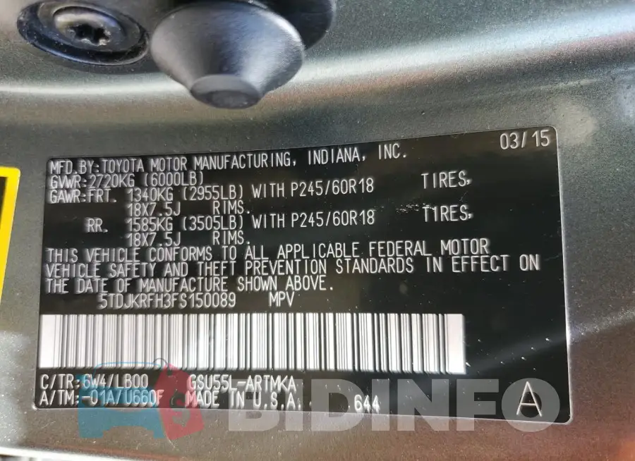 5TDJKRFH3FS150089 Photo# 13