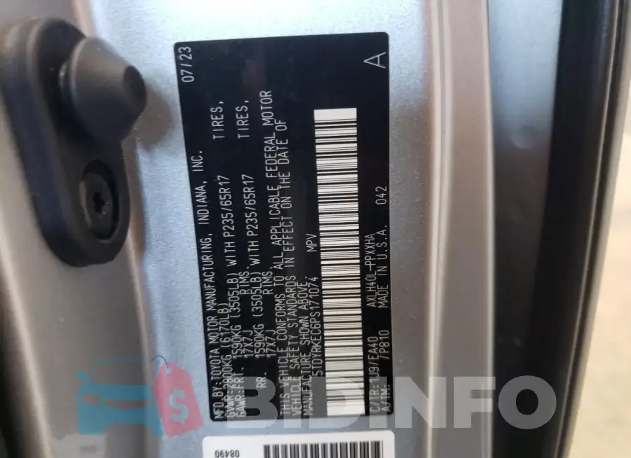 5TDYRKEC6PS171074 Photo# 13