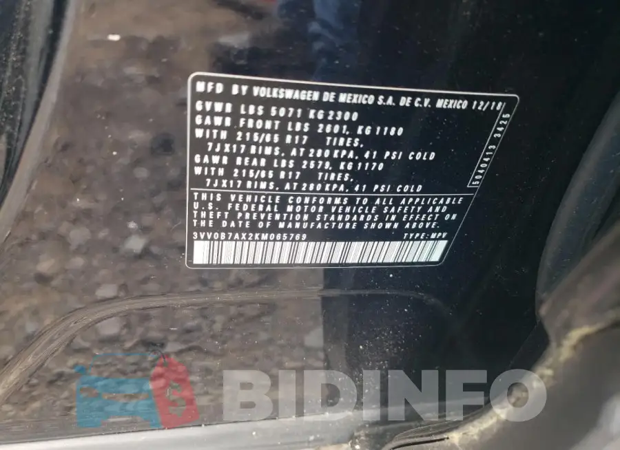 3VV0B7AX2KM065769 Photo# 12