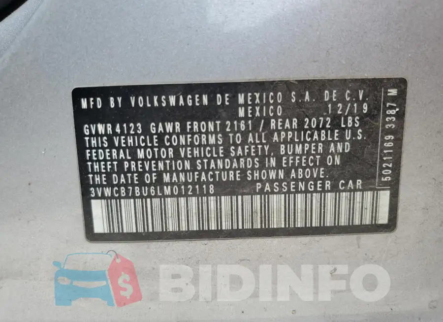 3VWCB7BU6LM012118 Photo# 13