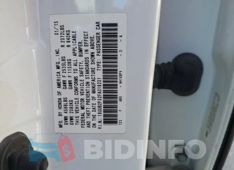 19UUB2F52FA016201 Photo# 12