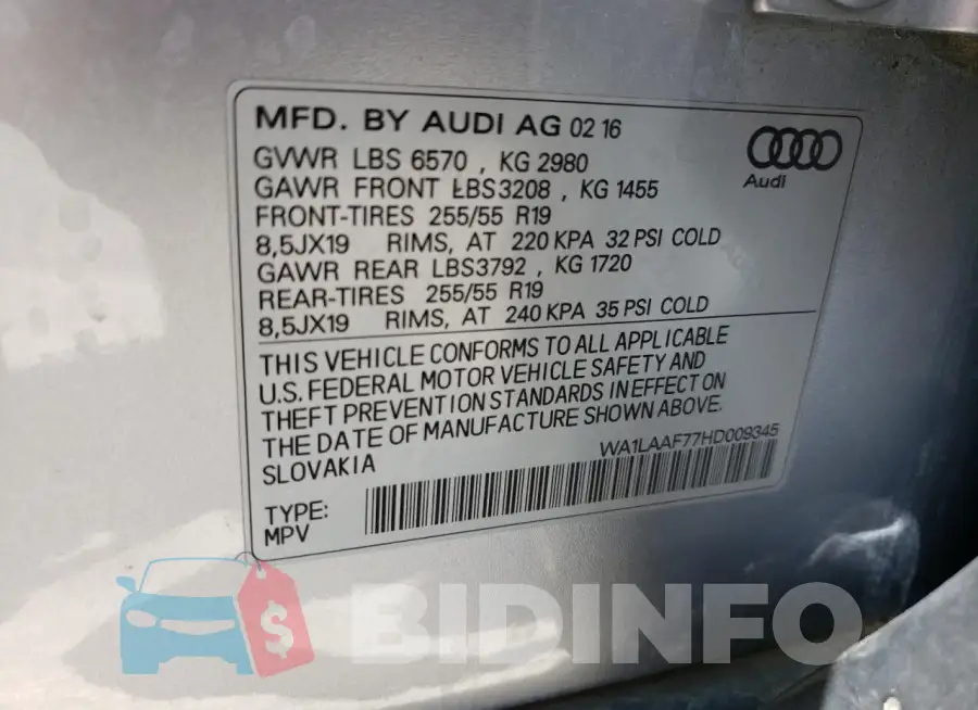 WA1LAAF77HD009345 Photo# 13