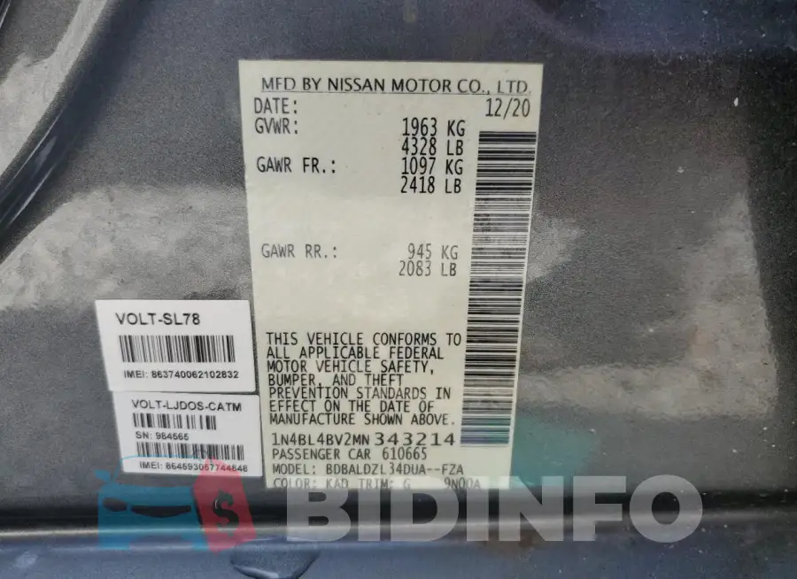 1N4BL4BV2MN343214 Photo# 12
