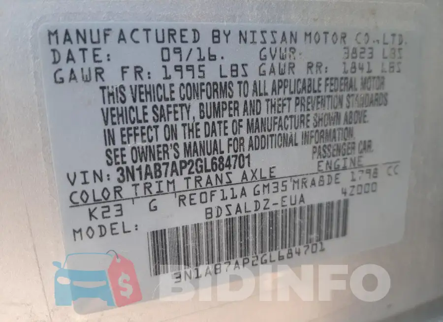 3N1AB7AP2GL684701 Photo# 13