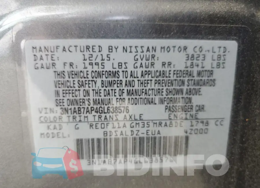 3N1AB7AP4GL638576 Photo# 12