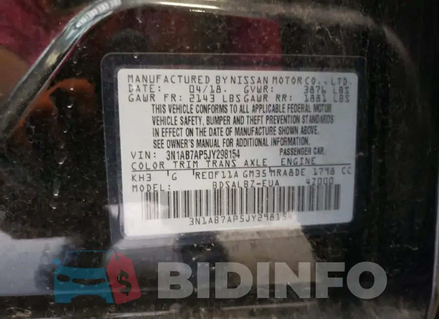 3N1AB7AP5JY298154 Photo# 12