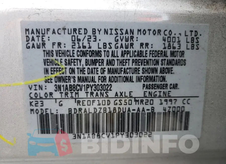 3N1AB8CV1PY303022 Photo# 12