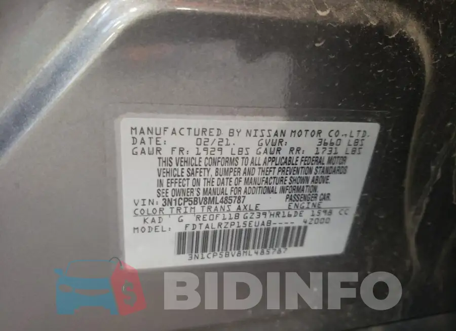 3N1CP5BV8ML485787 Photo# 12