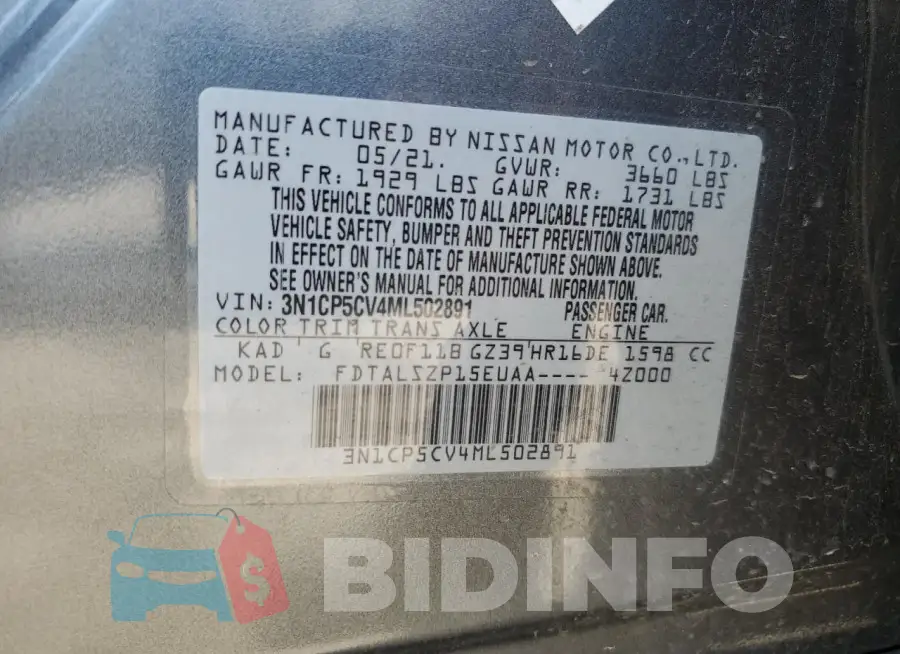 3N1CP5CV4ML502891 Photo# 13