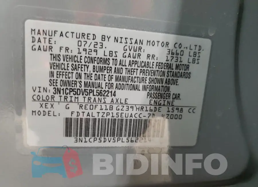 3N1CP5DV5PL562214 Photo# 13