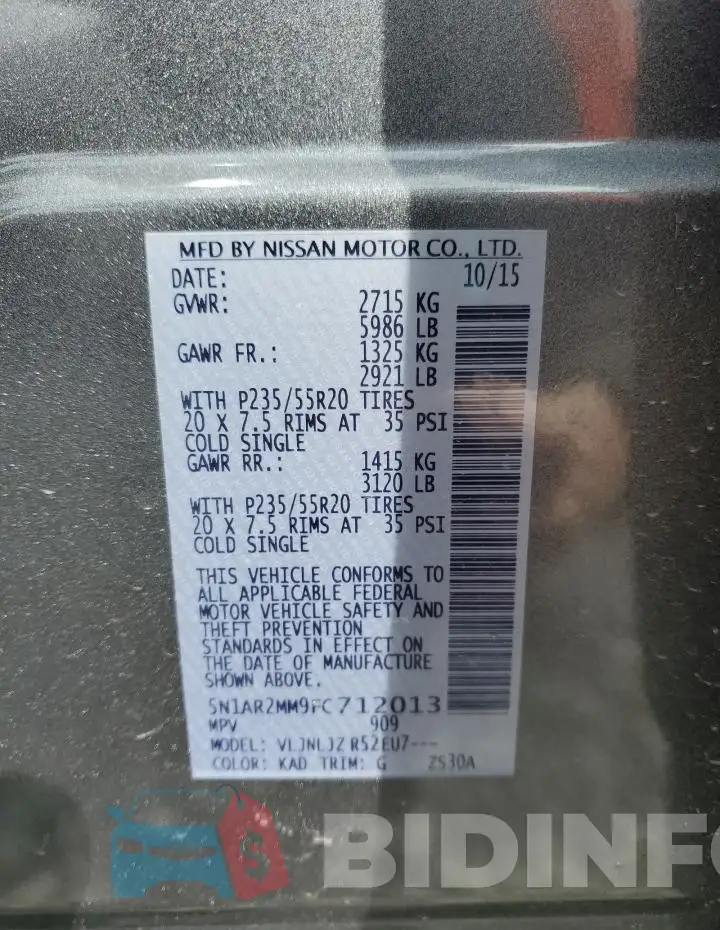 5N1AR2MM9FC712013 Photo# 13