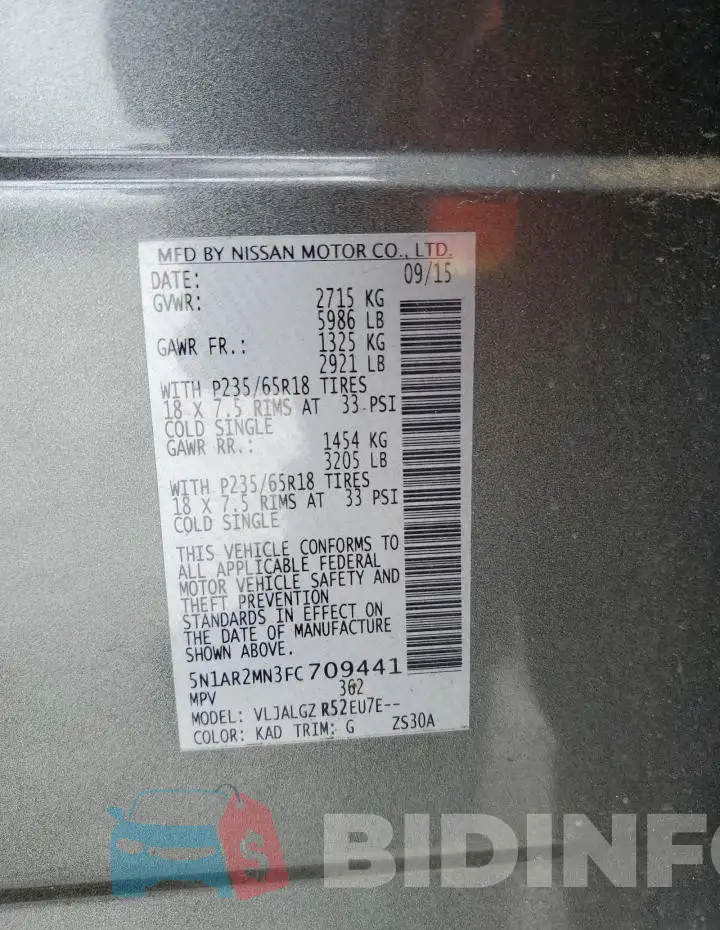 5N1AR2MN3FC709441 Photo# 13