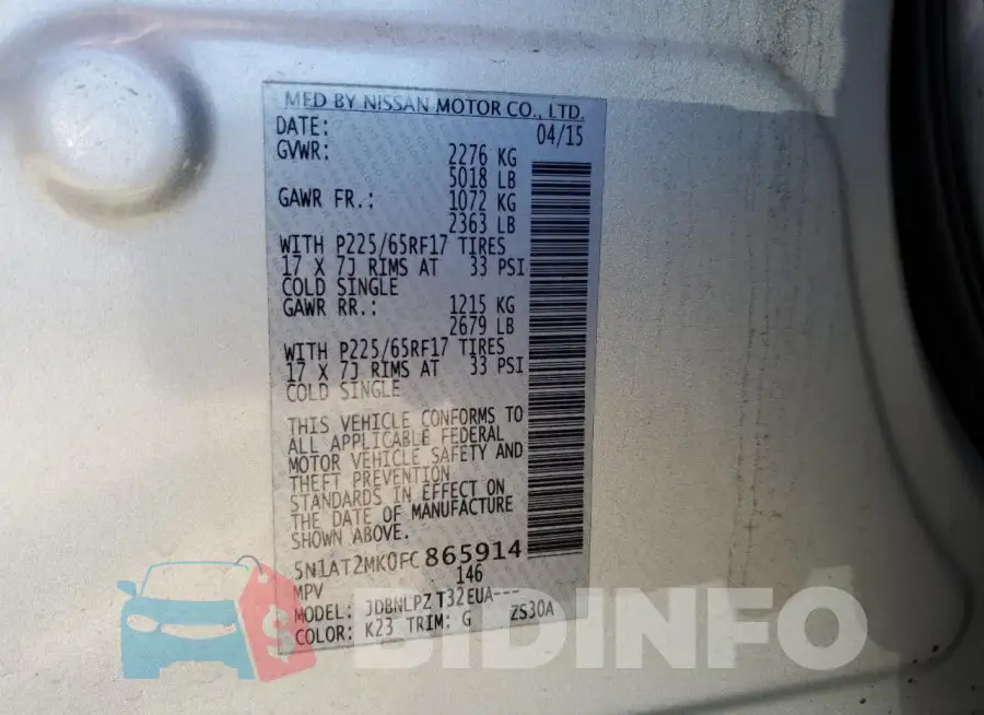 5N1AT2MK0FC865914 Photo# 13