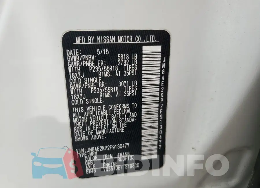 JN8AE2KP2F9130477 Photo# 13