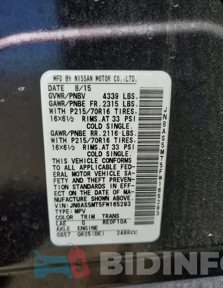JN8AS5MT5FW165293 Photo# 14