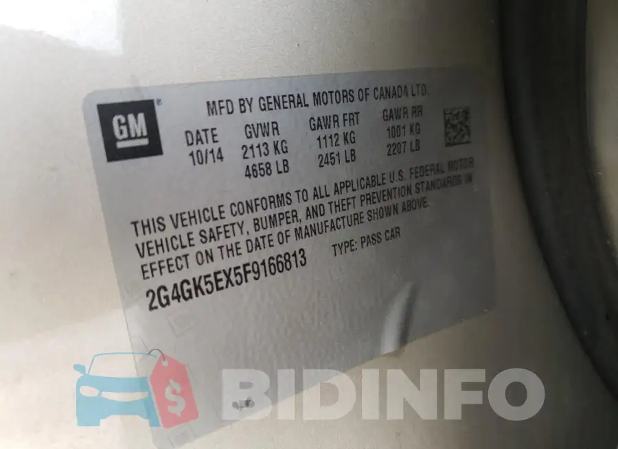 2G4GK5EX5F9166813 Photo# 12