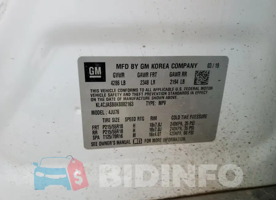 KL4CJASB8KB882163 Photo# 12