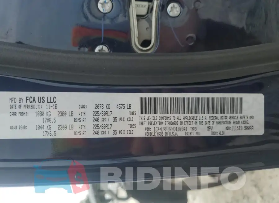 1C4NJRFB7HD180341 Photo# 14