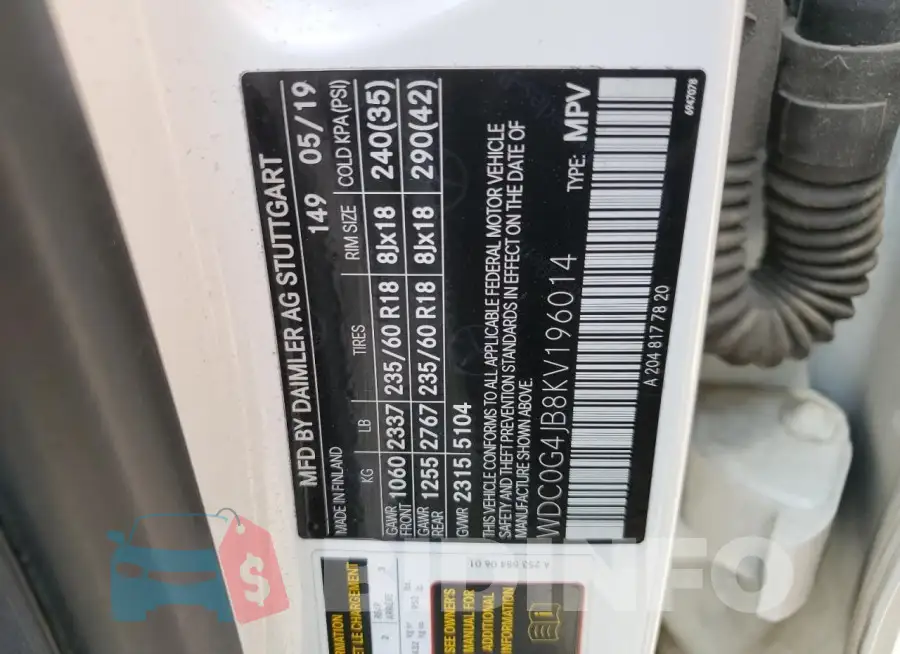 WDC0G4JB8KV196014 Photo# 11