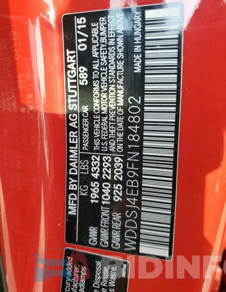 WDDSJ4EB9FN184802 Photo# 12