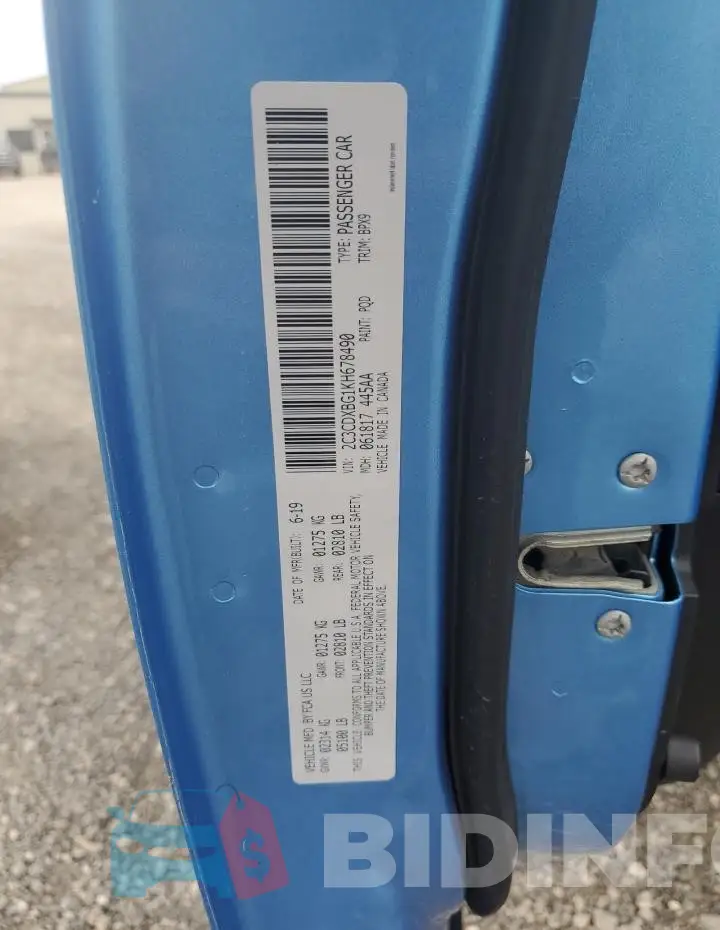 2C3CDXBG1KH678490 Photo# 12
