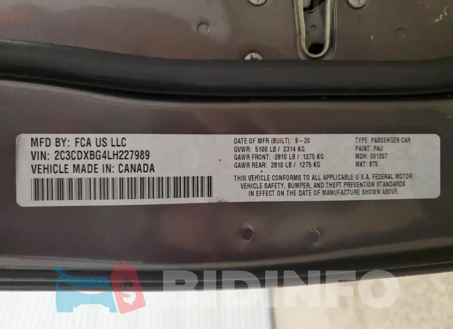 2C3CDXBG4LH227989 Photo# 13