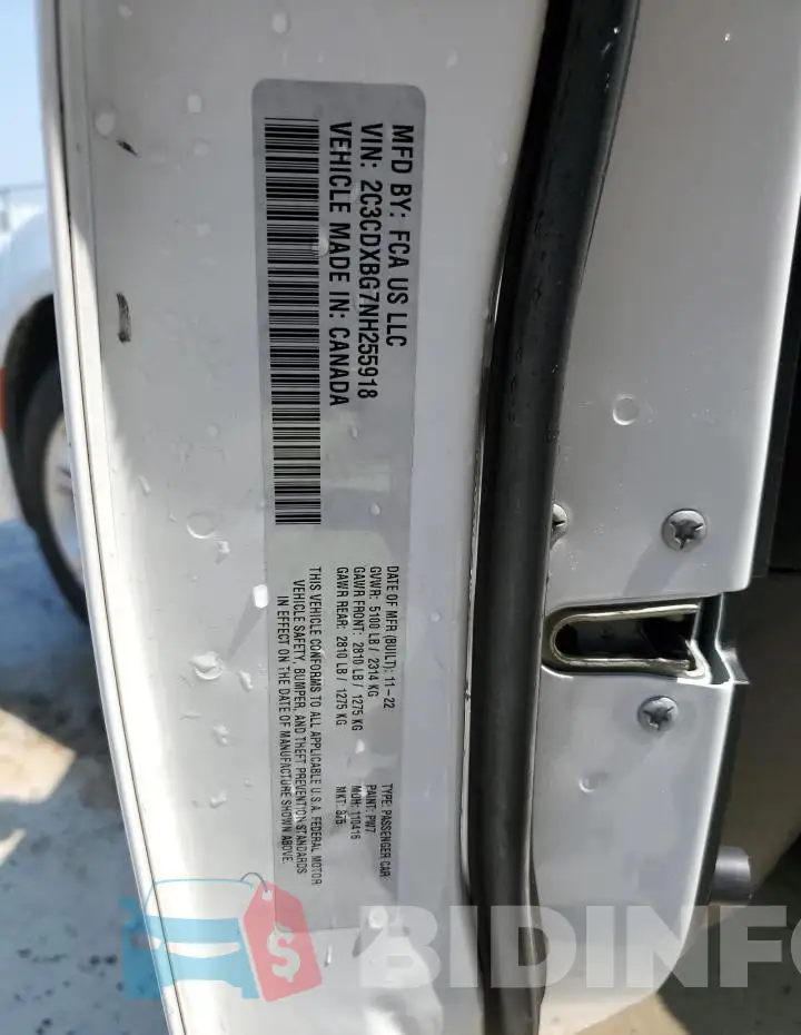 2C3CDXBG7NH255918 Photo# 12