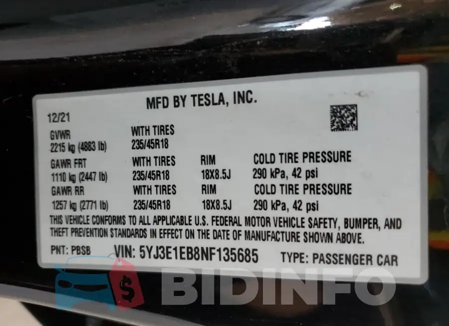 5YJ3E1EB8NF135685 Photo# 12