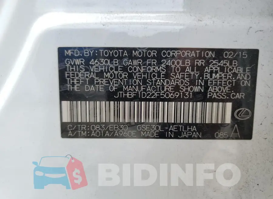 JTHBF1D22F5069131 Photo# 12